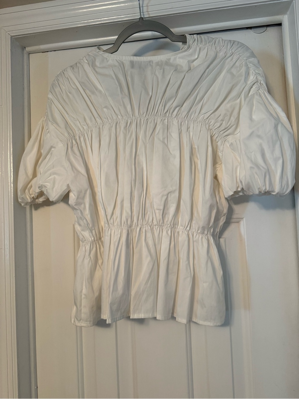 G&Co White Smocked Peasant Blouse with Tie Neck - Picture 3 of 3
